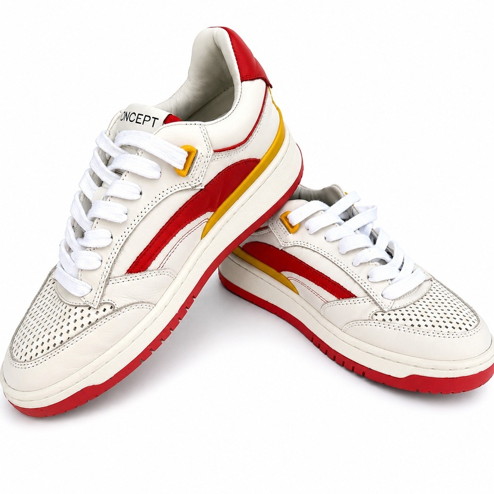Oncept Playoff F24 Preston Retro Red Leather Sneakers MOD 036 Mens 8.5